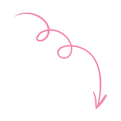 Curved pink arrow pointing downward to the right