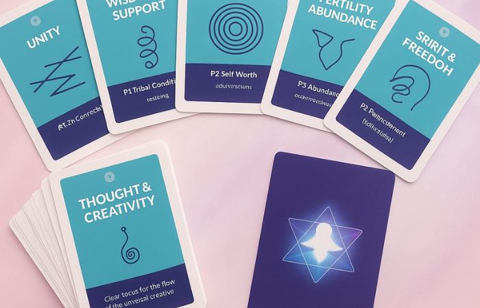 SOIE-soul-path Cards displaying different life themes such as self worth, abundance and creativity, representing personal insight and transformation work